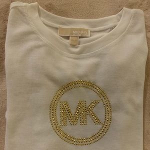 Michael Kors Sz S. Long sleeve white with Gold.